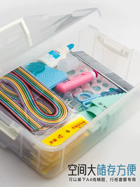 Quilling Paper Storage Box & Tool Kit for Students, Large Capacity Multi-functional Organizer with Handle