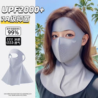 Summer Full Face Balaclava Sun Protection Mask with Neck Cover, Breathable Ice Silk UV Protection