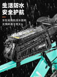 Bicycle Top Tube Bag with Touchscreen Phone Holder for Road and Mountain Bikes