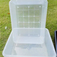 Transparent Double-Layer Cat Litter Box with Lid for Easy Cleaning, Elevated Design, Suitable for Cats and Turtles