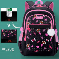 Girls' Ergonomic Nylon School Backpack for Primary Students, Large Capacity, Lightweight Design