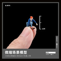 1:64 Scale Skateboarder Miniature Figures for Dioramas and Photography Props