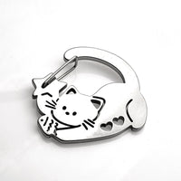 Cute Cat Dog Stainless Steel Carabiner Keychain for Bags