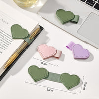 Magnetic Heart Bookmark with Pen Holder - Multifunctional Leather Clip for Books and Planners