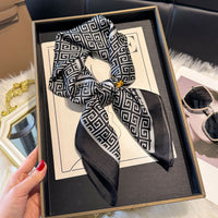70cm Square Silk Scarf for Women, French Style Elegant Fashion Printed Headscarf