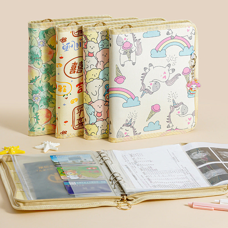 A5 Maternity Fabric Zippered Pregnancy Check-up Organizer Folder with Pockets