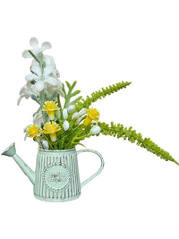 Dollhouse Miniature Floral Arrangement in Iron Bucket Pot