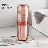 Portable Travel Toothbrush Holder and Mouthwash Cup Set for Couples, 2-in-1 Wash Kit with Toothpaste Storage