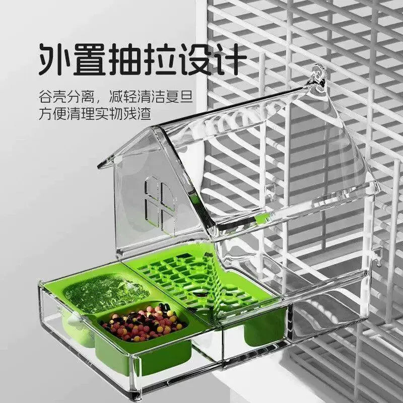 Bird Feeder Bath with Splash Guard for Parakeets Cockatiels Lovebirds