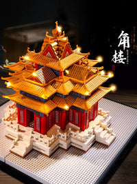 Forbidden City Corner Tower and Taihe Palace Building Blocks with LED Lights and Display Case