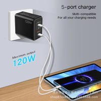 120W USB-C PD & USB Multi-Port Fast Wall Charger for Phones & Tablets