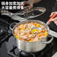 Thickened Stainless Steel Soup Pot for Induction Cooker and Gas Stove, Single-Serve Hot Pot and Noodle Cooker