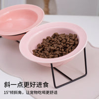 Macaron Ceramic Pet Bowl Set with Elevated Stand for Cats and Dogs, Anti-Vomit and Whisker Fatigue Design