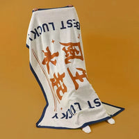 Soft Flannel Throw Blanket with Creative Text Design for Napping, Office, Sofa, and Warmth