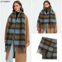 Thickened Faux Mohair Plaid Scarf for Women, Winter Shawl Wrap