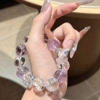 Teo Mo Natural White Crystal and Amethyst Bracelet