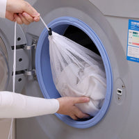 White Coarse Mesh Laundry Bag with Drawstring Closure for Delicates and Garment Protection