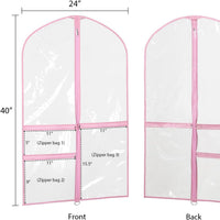 40-inch Garment Bag for Dance Costumes with Clear Zipper Pocket