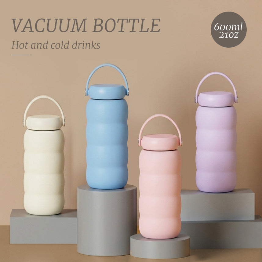 2026 New 600ml Stainless Steel Wide Mouth Sports Water Bottle with Handle for Outdoor Insulation
