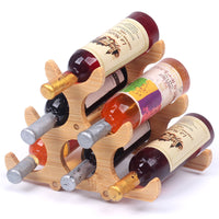 Dollhouse Miniature Wooden Wine Rack Set with Bottles and Glasses