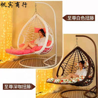 Outdoor Wicker Swing Chair with Stand, Double Seat Hanging Basket Chair for Patio Balcony Garden