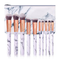 10-Piece Marble Handle Makeup Brush Set with PU Storage
