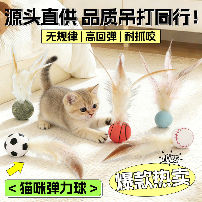Interactive Feather Cat Toy Ball for Play and Exercise