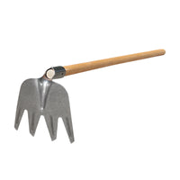 Heavy-Duty Steel 4-Tine Rake Head for Gardening and Soil Cultivation