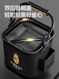 New Outdoor Fishing Bucket Foldable Live Fish Container Portable Thickened Lure Bucket with Hand Strap