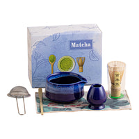 Japanese Ceramic Matcha Bowl Set with Spout and Whisk Stand