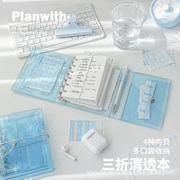 Planwith Sheer A7 Portable 3-Fold PVC Notebook with Multifunctional Inserts
