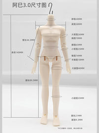 14cm BJD Doll Body with Abdominal Muscles for OB11 Clothes, 1/12 Scale