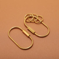 Brass Oval Nordic Minimalist Screw Lock Keychain Car Key Ring Detachable