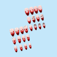 Halloween Blood Drip French Manicure Press-On Nails with Bat Design, 24pcs