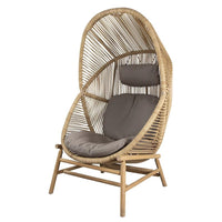 Outdoor Rattan Woven Bird's Nest Swing Chair Balcony Hanging Basket Single Sofa for Patio Garden