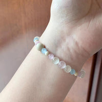 Litchi Jelly Cat's Eye Stone Bracelet New Chinese Style Retro White Fossil Beaded Hand Jewelry