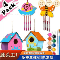 DIY Wooden Birdhouse Wind Chime Kit for Kids, Craft Assembly and Painting Decor