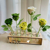 Vintage Green Rose Crochet Kit DIY Yarn Material Pack for Table & Living Room Decor