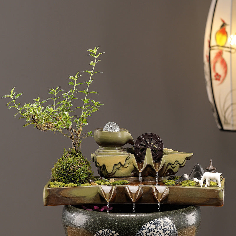 Tabletop Water Fountain Ornament with Circulating Filter for Fish Tank & Pond Landscaping
