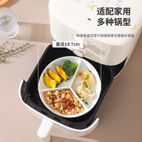 Ceramic Divided Steaming Plate with Multiple Compartments for Meal Prep and Serving