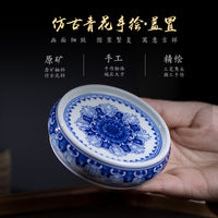 Hand-Painted Blue and White Porcelain Teapot Lid Holder