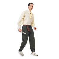 Men's Renaissance Victorian Ruffled Medieval Pirate Knight Halloween Costume Set