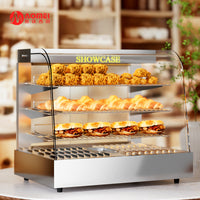 Commercial Countertop Food Warmer Display Cabinet for Fried Chicken, Burgers, and Baked Goods
