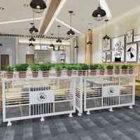 Industrial Style Iron Art Screen Partition with Green Plant Holder for Restaurants & Bars