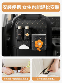 Car Seat Back Organizer with Tissue Box and Trash Can, Multi-functional Storage Bag for Vehicle Rear Seat