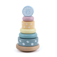 Wooden Macaron Rainbow Stacking Tower Tumbler Toy for Early Education