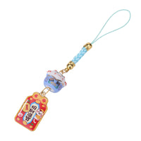 Ceramic Lucky Cat Charm with Alloy Accents for Bags and Phones, Good Fortune and Academic Success Gift