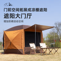 Mongolian Yurt Hexagonal Automatic Camping Tent with Tailgate Mosquito Net and Rain Protection, Upgraded with Chimney Port