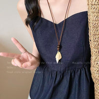 Seashell Starfish Conch Pendant Necklace for Women, Beach Vacation Style