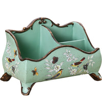 Pastoral American Country Style Hand-Painted Resin Storage Box for Living Room Remote Control and Desktop Decor